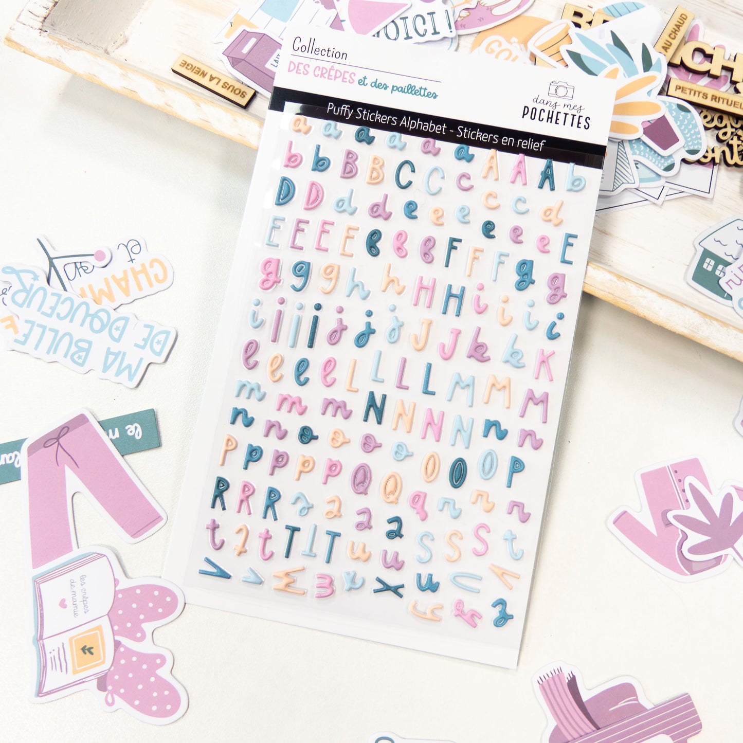 Stickers Puffy - Alphabets - Des crêpes et des paillettes