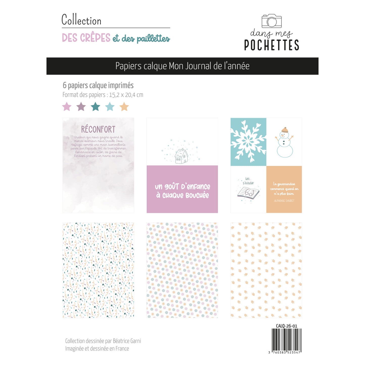 Assortiment de papiers calque - Des crêpes et des paillettes