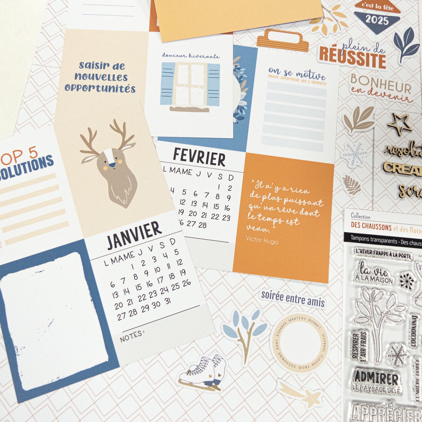 Papiers et cartes Mon Journal de l'année - Des chaussons et des flocons