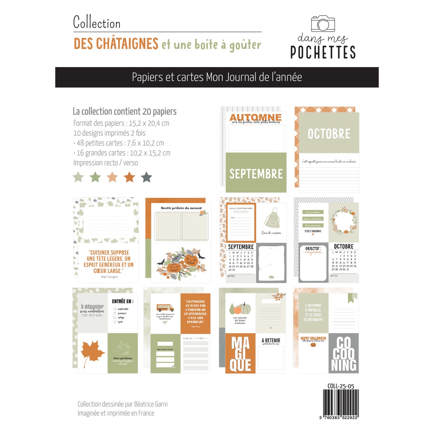 Papiers et cartes Mon Journal de l'année - Des châtaignes et une boîte à goûter