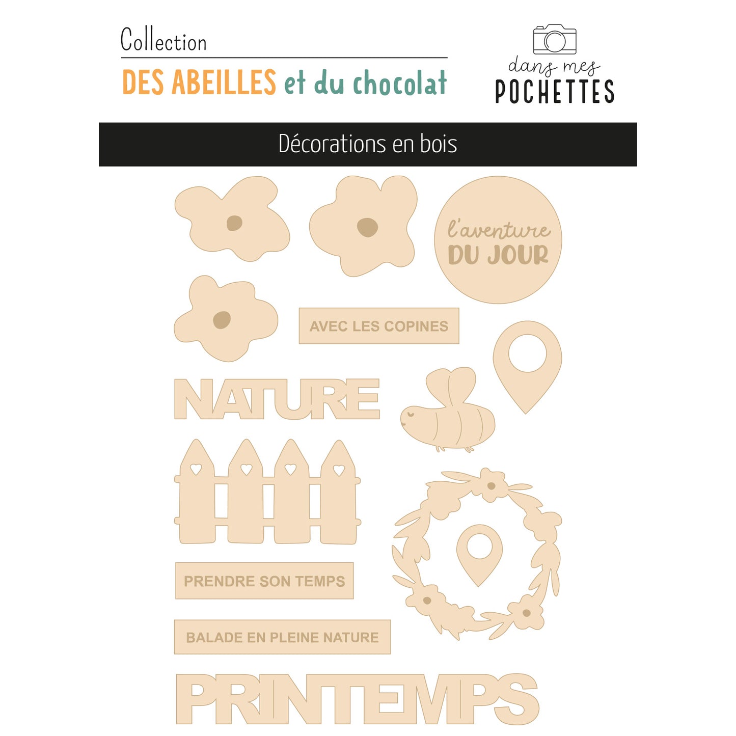 Décorations en bois - Des abeilles et du chocolat