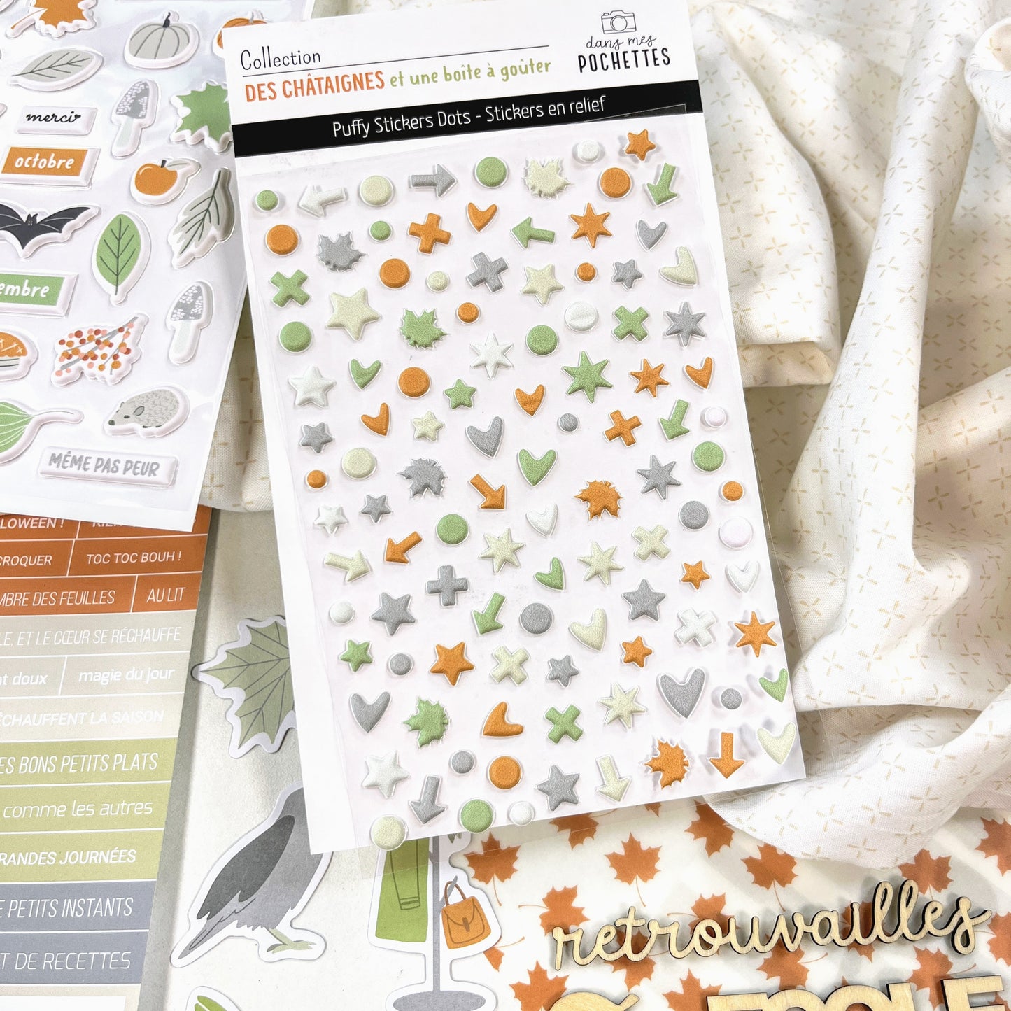 Stickers Puffy - Dots - Des châtaignes et une boîte à goûter