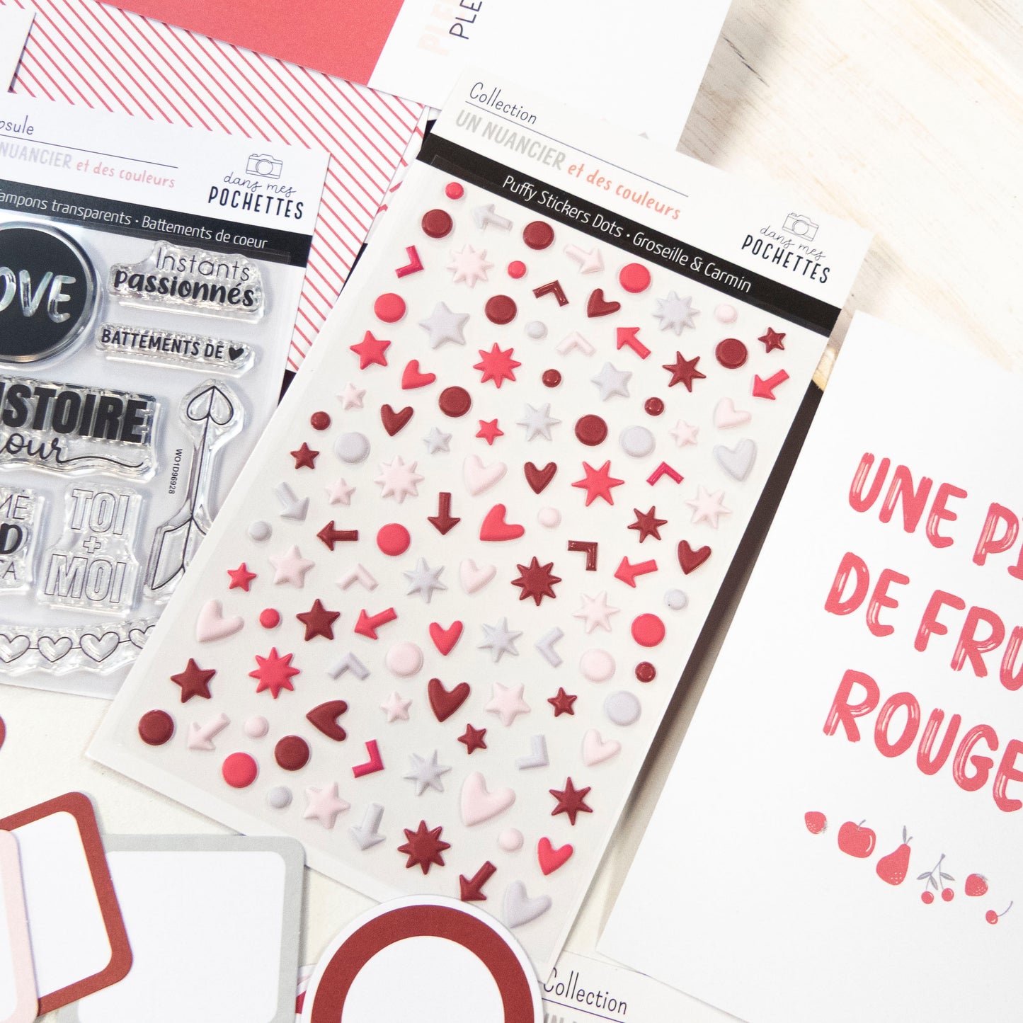 Stickers Puffy - Dots - Groseille & Carmin