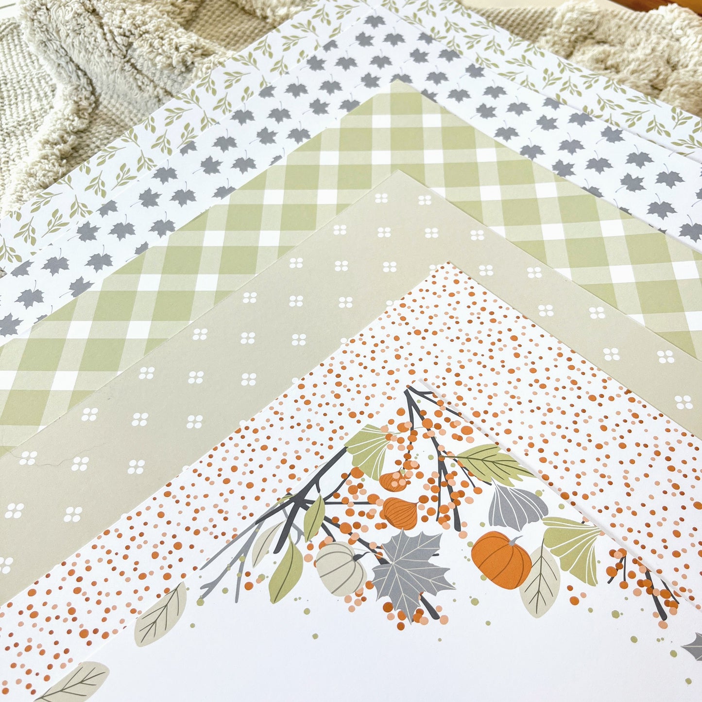 Collection de papiers de scrapbooking (30x30) - Des châtaignes et une boîte à goûter