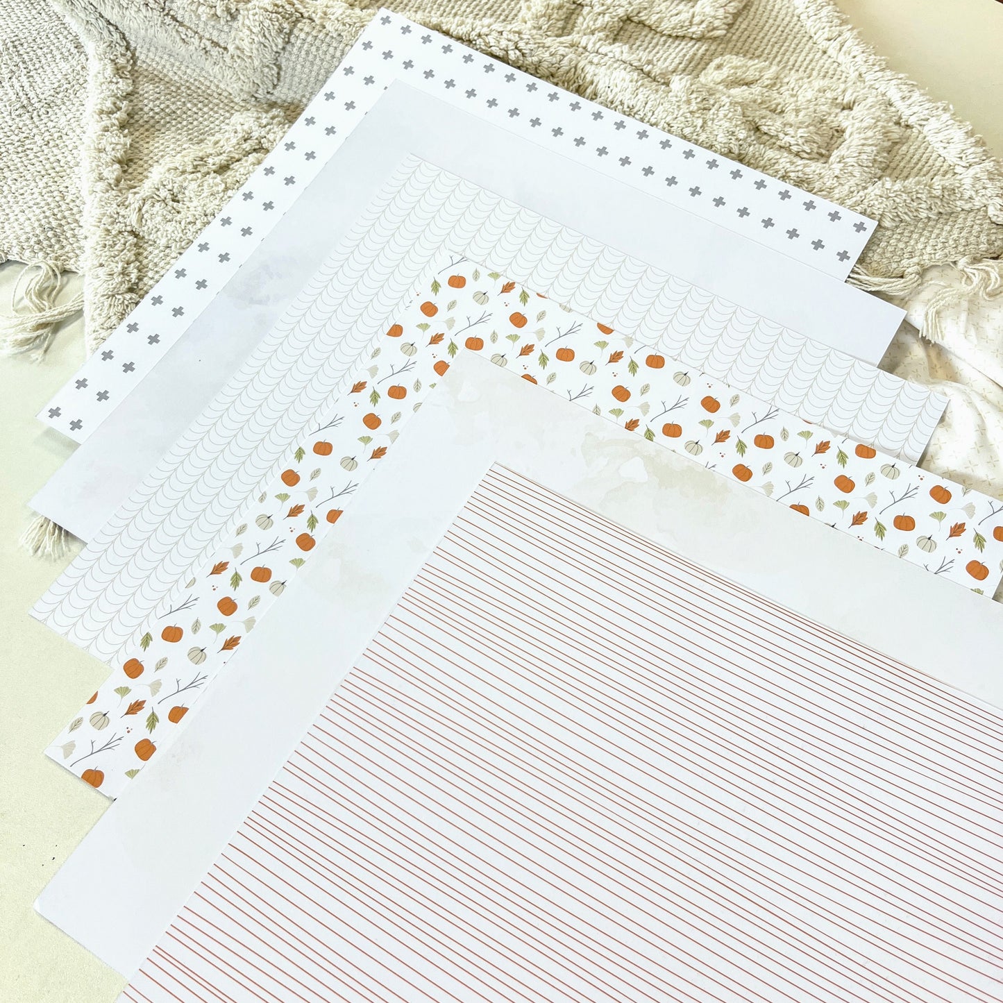 Collection de papiers de scrapbooking (30x30) - Des châtaignes et une boîte à goûter