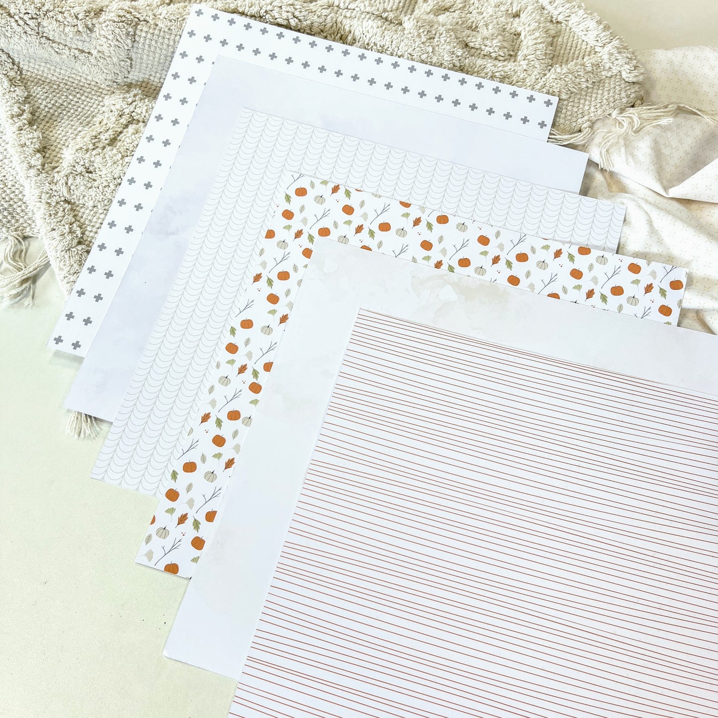 Collection de papiers de scrapbooking (30x30) - Des châtaignes et une boîte à goûter