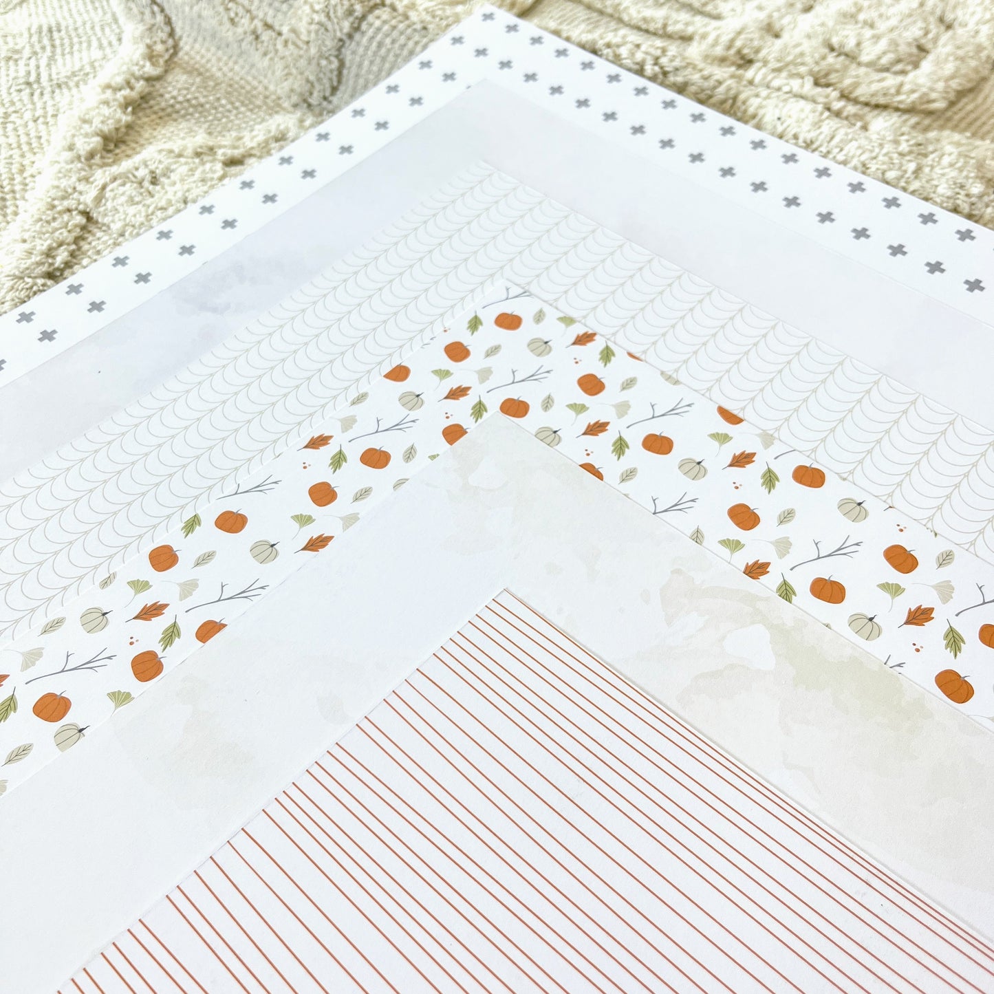 Collection de papiers de scrapbooking (30x30) - Des châtaignes et une boîte à goûter