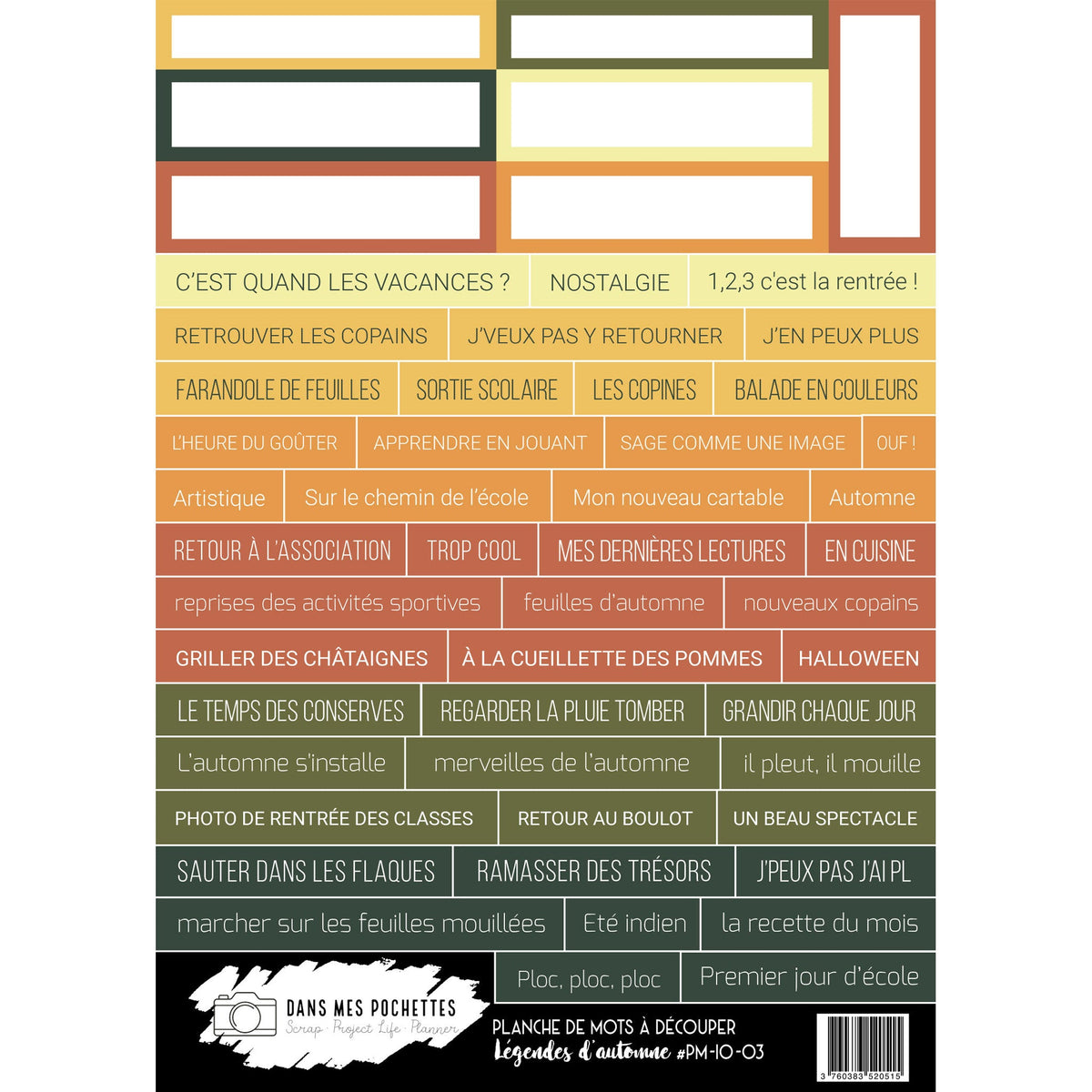 » Planche de mots à découper - Légendes d'automne (offert)