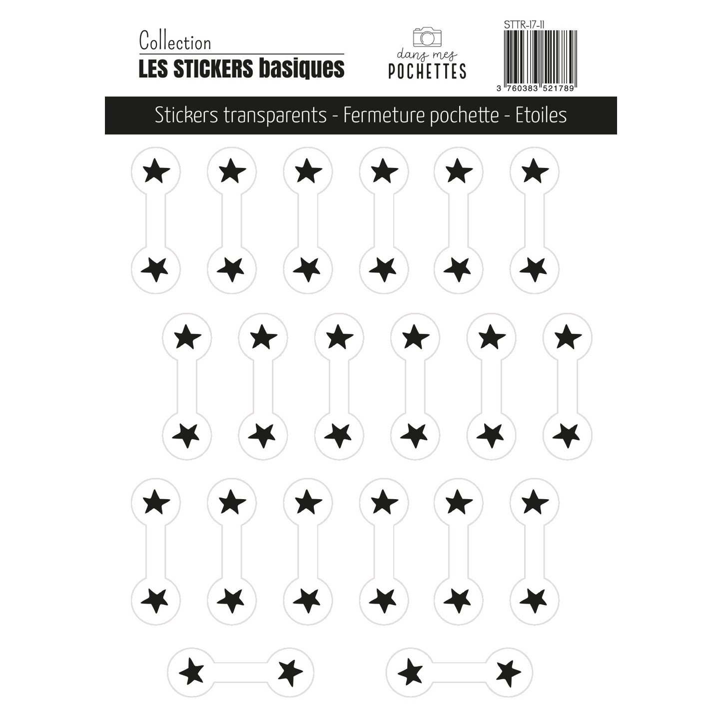 Stickers transparents - Fermeture pochette - Etoiles