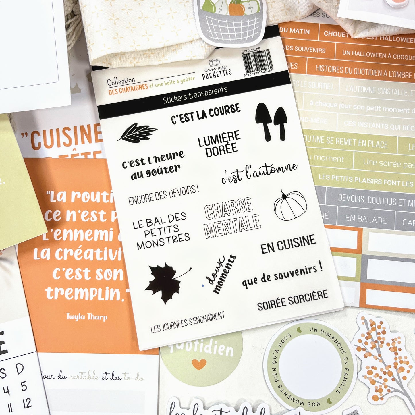 Stickers transparents - Des châtaignes et une boîte à goûter