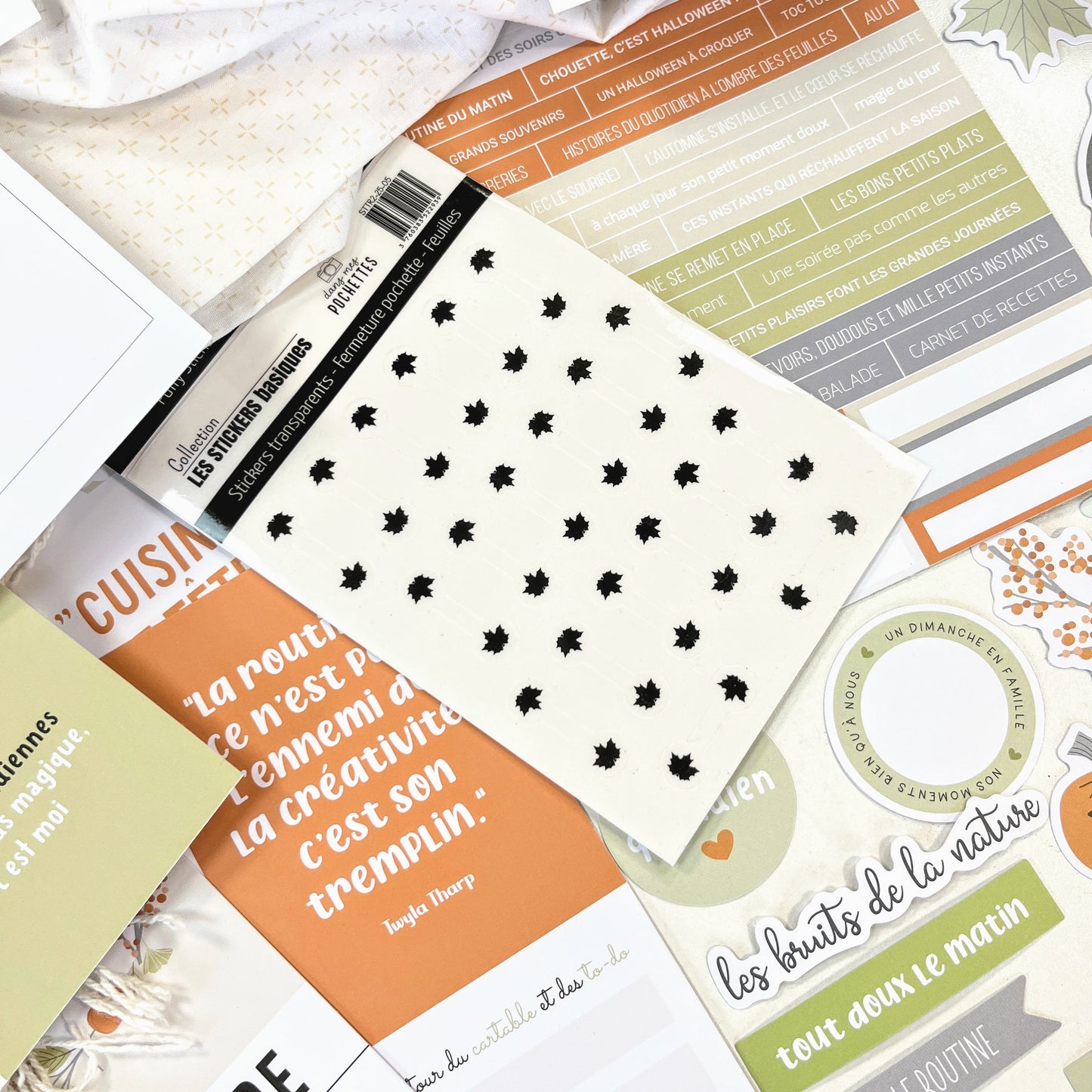 Stickers transparents - Fermeture pochette - Feuilles