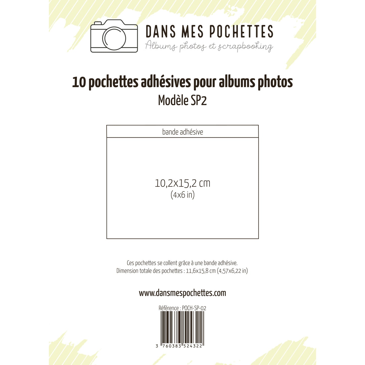Lot de 10 pochettes plastiques adhésives format 4x6 pouces pour album photo et Journal de l'année, modèle SP2