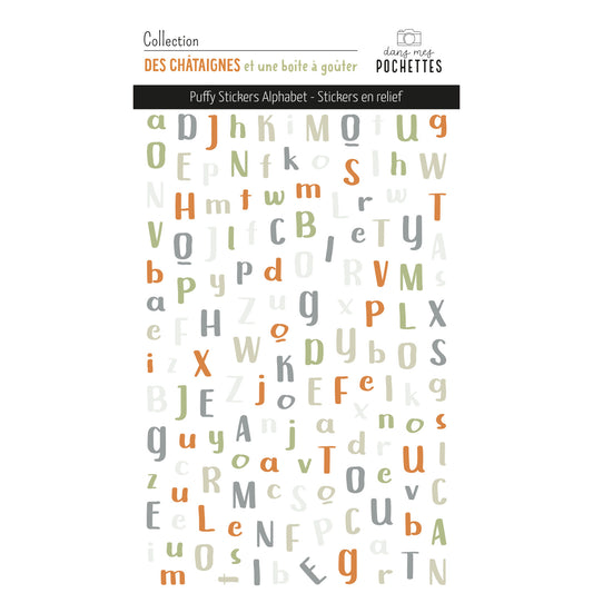 Stickers Puffy - Alphabets - Des châtaignes et une boîte à goûter