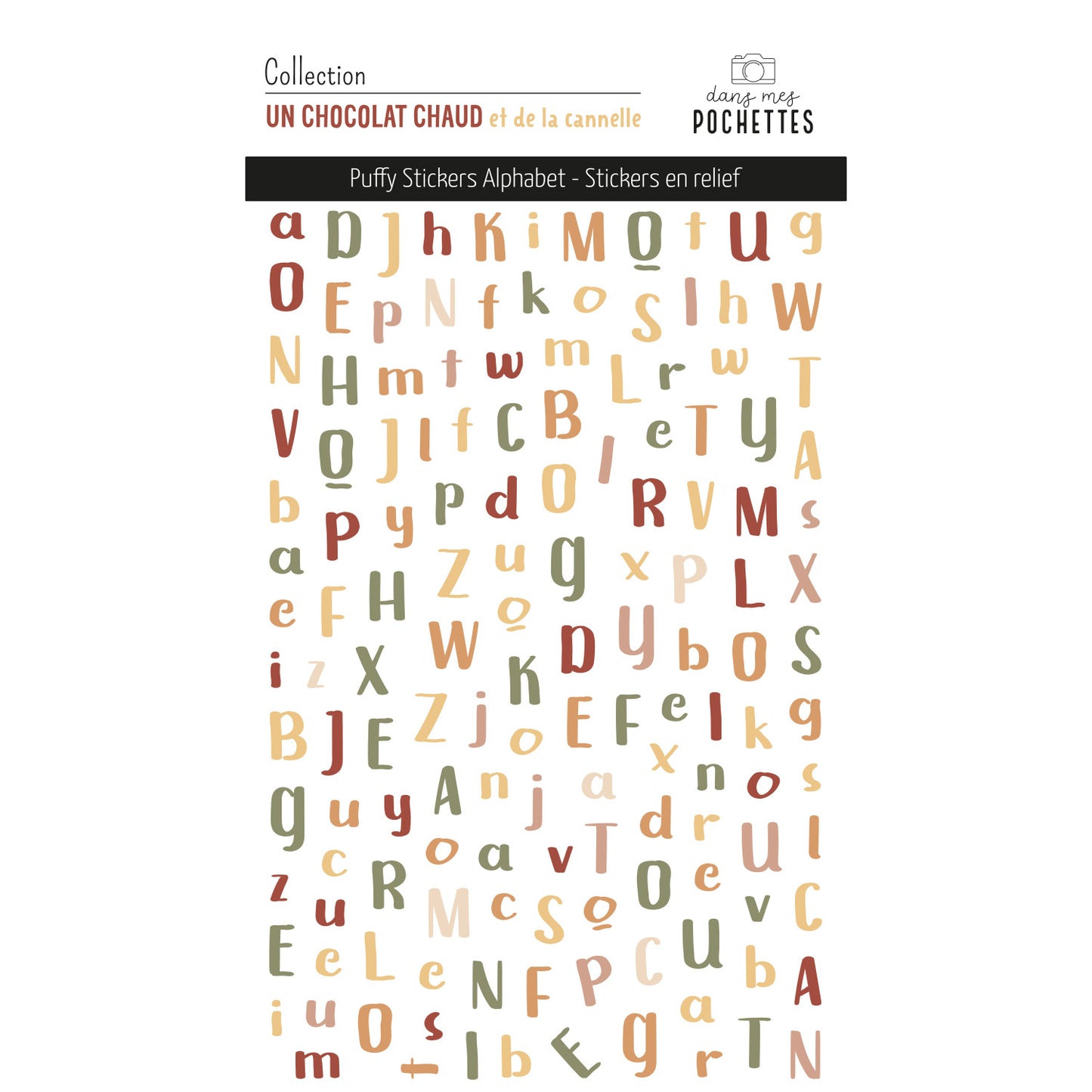 Stickers Puffy - Alphabets - Un chocolat chaud et de la cannelle