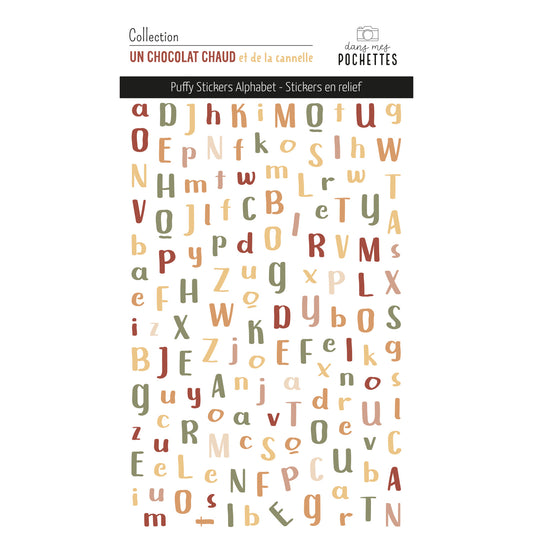 Stickers Puffy - Alphabets - Un chocolat chaud et de la cannelle