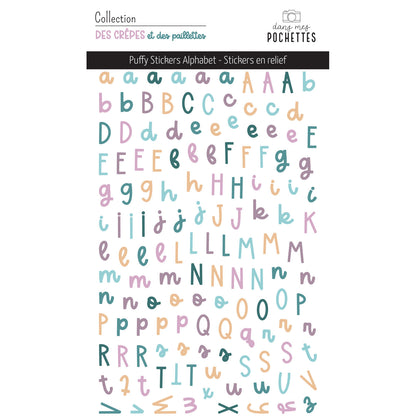 Stickers Puffy - Alphabets - Des crêpes et des paillettes