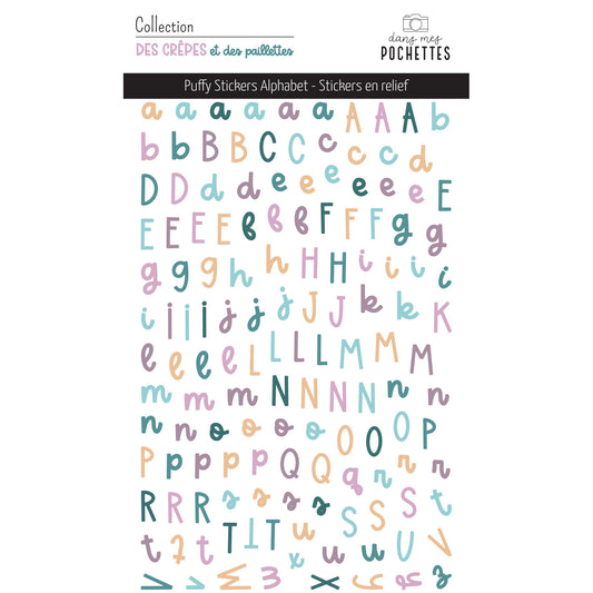 Stickers Puffy - Alphabets - Des crêpes et des paillettes