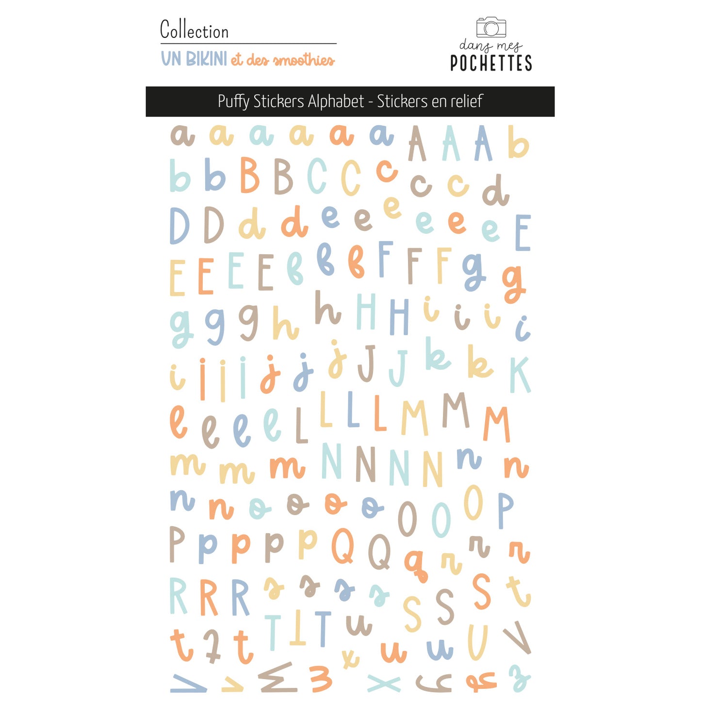 Stickers Puffy - Alphabets - Un bikini et des smoothies