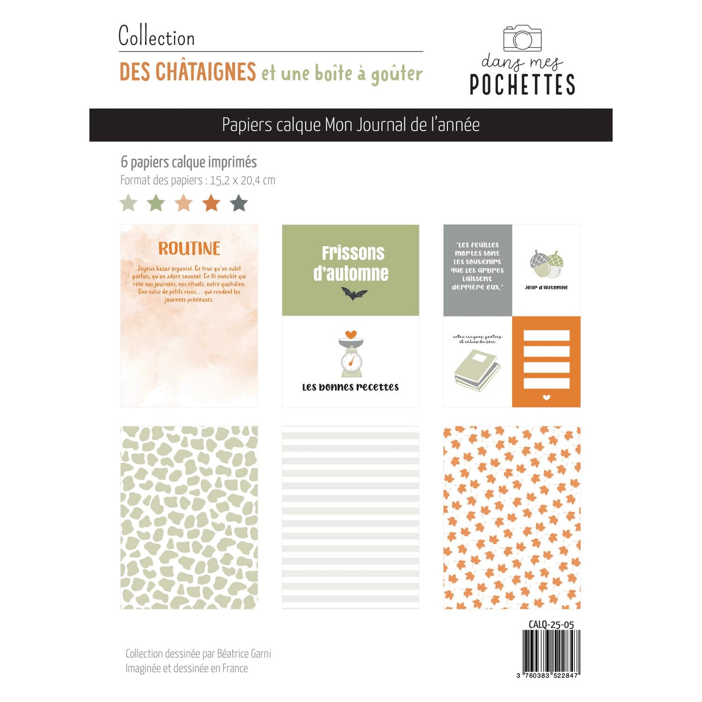» Assortiment de papiers calque - Des châtaignes et une boîte à goûter (offert)