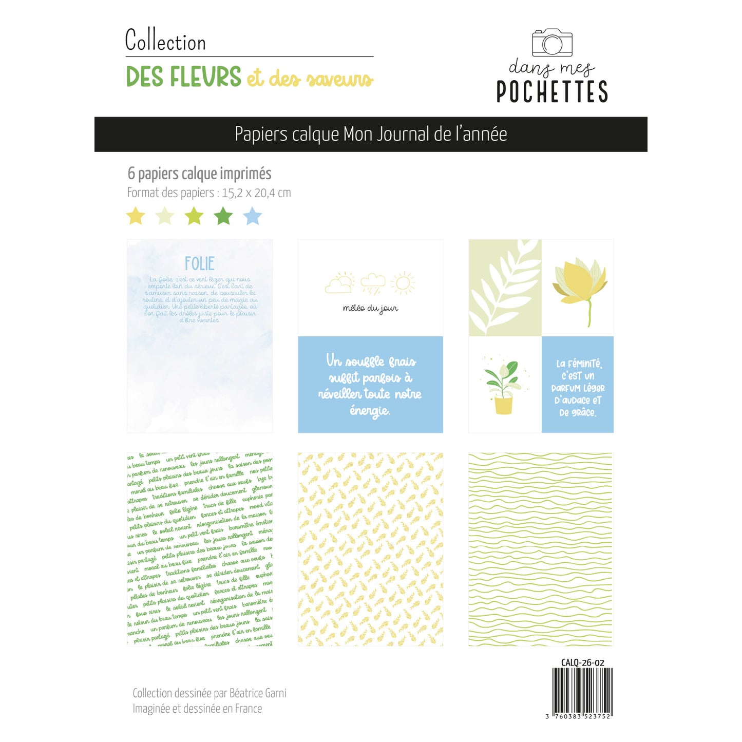 Assortiment de papiers calque - Des fleurs et des saveurs