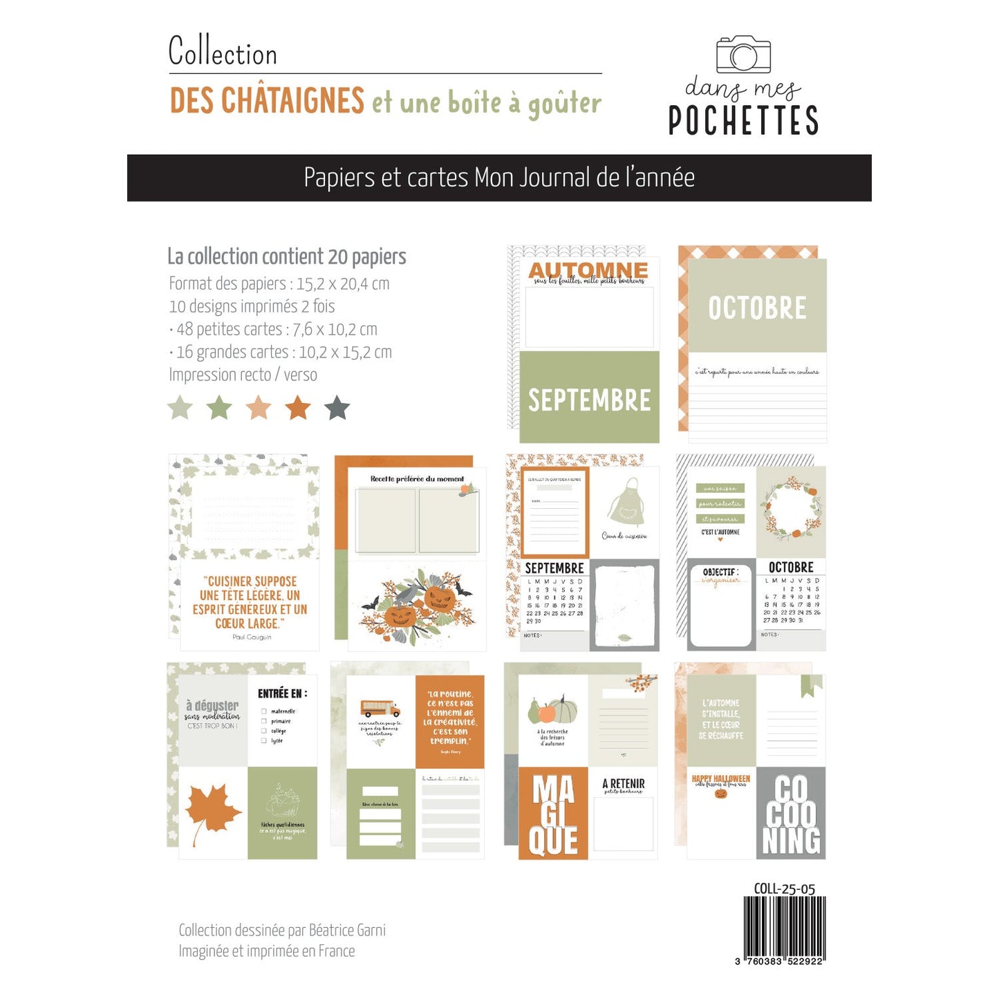 » Cartes Project Life - Des châtaignes et une boîte à goûter (offert)