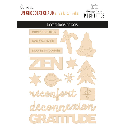 Décorations en bois - Un chocolat chaud et de la cannelle