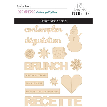 Décorations en bois - Des crêpes et des paillettes