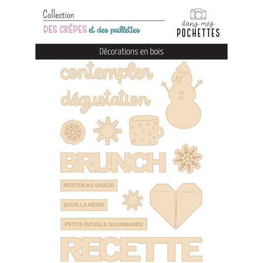 Décorations en bois - Des crêpes et des paillettes