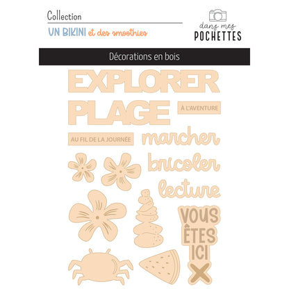 Embellissements en bois - Un bikini et des smoothies