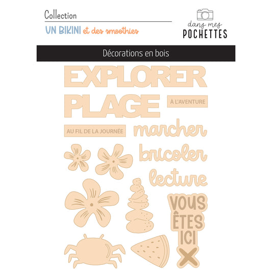 Embellissements en bois - Un bikini et des smoothies