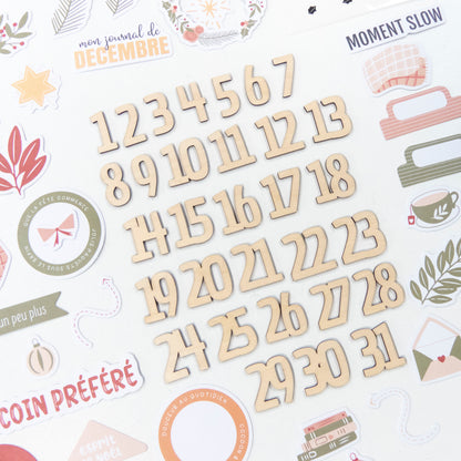 Décorations en bois - Les Chiffres - Un chocolat chaud et de la cannelle