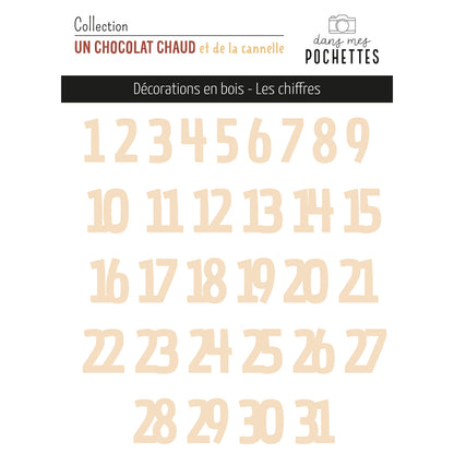 Décorations en bois - Les Chiffres - Un chocolat chaud et de la cannelle