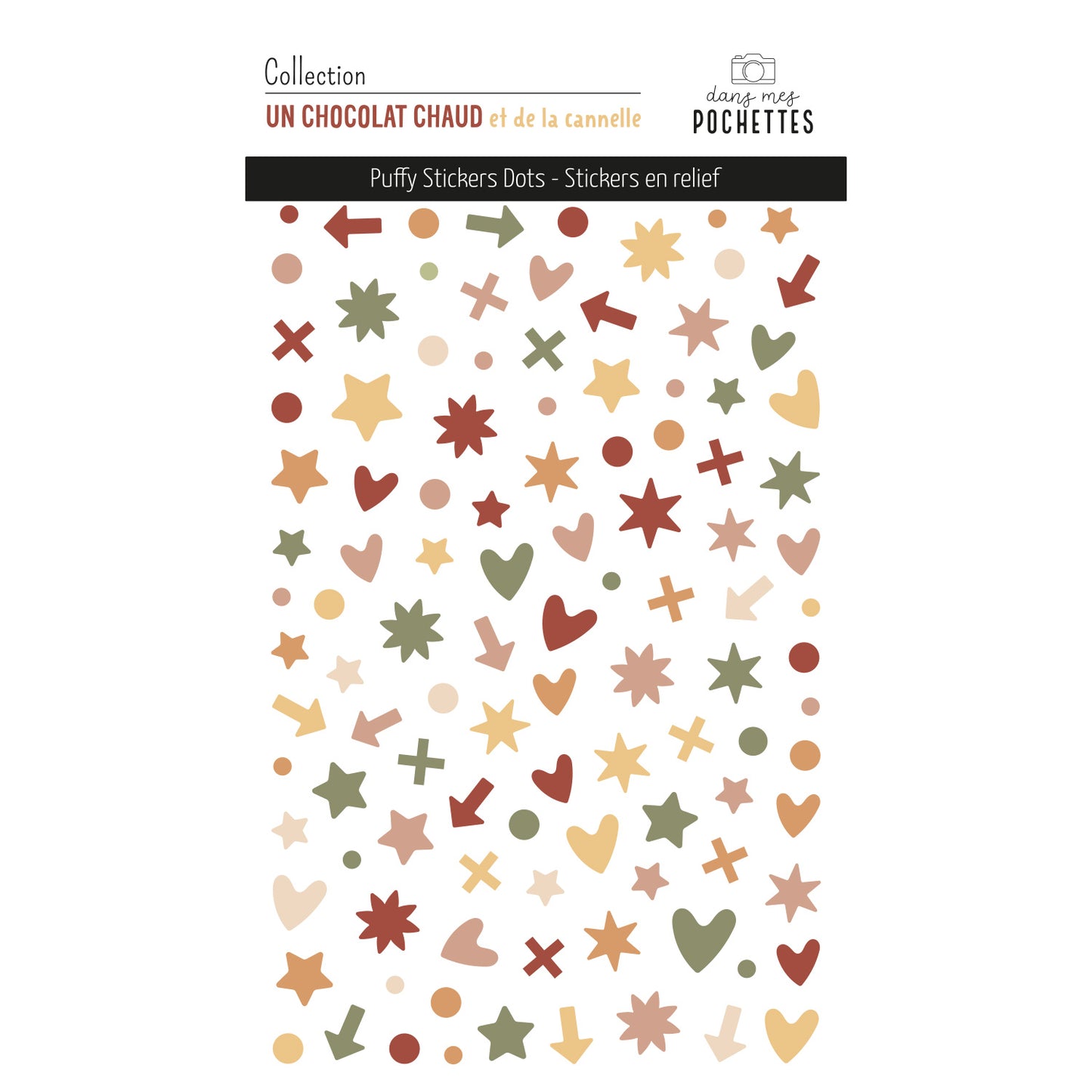 Stickers Puffy - Dots - Un chocolat chaud et de la cannelle