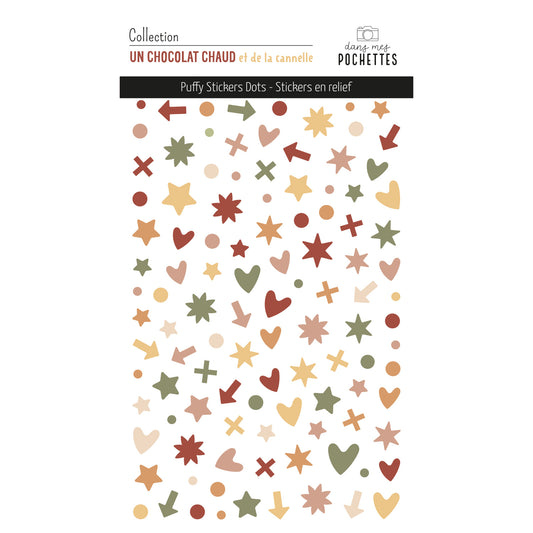 Stickers Puffy - Dots - Un chocolat chaud et de la cannelle