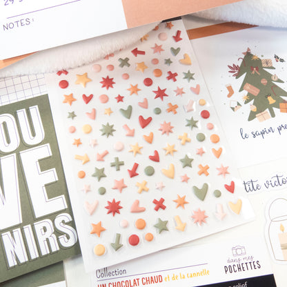 Stickers Puffy - Dots - Un chocolat chaud et de la cannelle