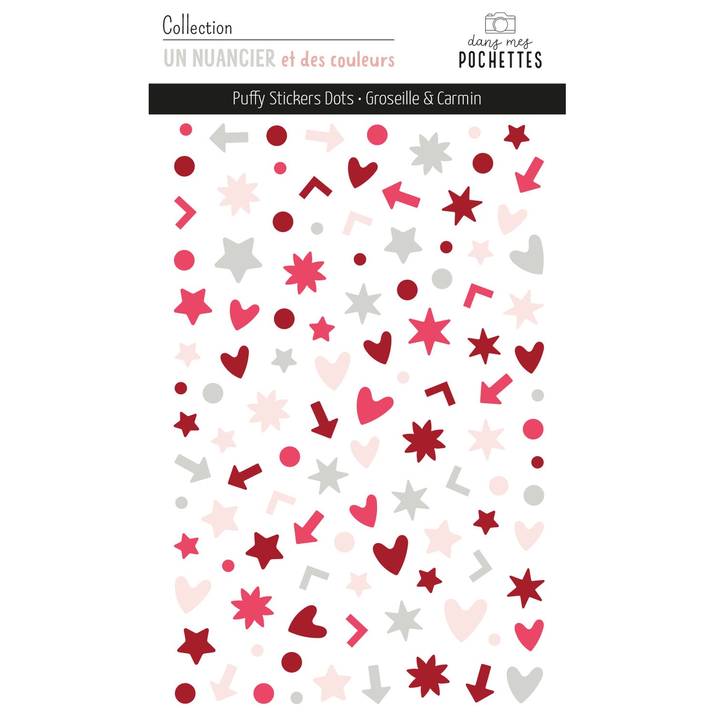 Stickers Puffy - Dots - Groseille & Carmin