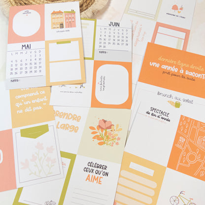 Cartes project Life Mon Journal de l'année - Des coquelicots et une pomme d'amour