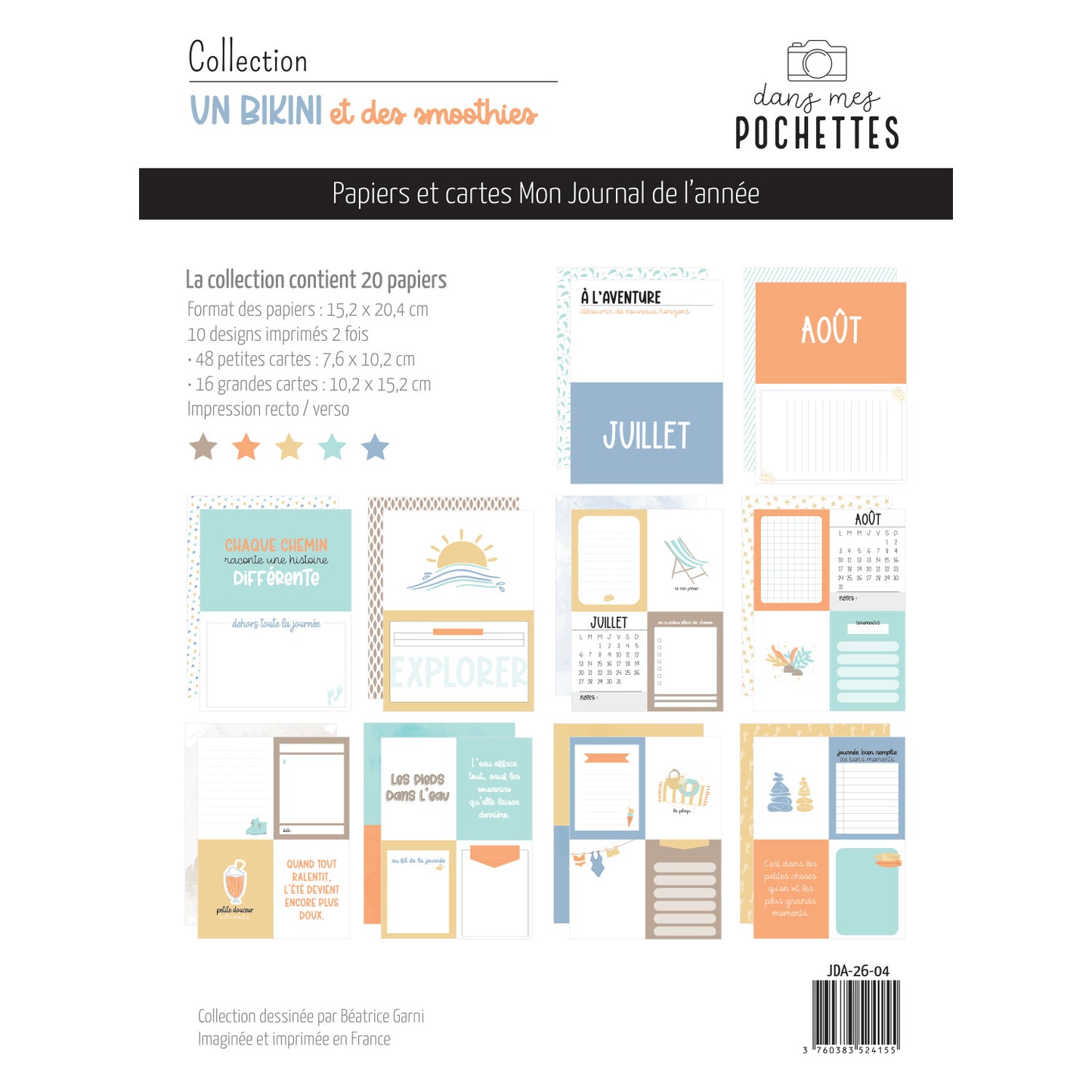 Cartes project Life - Un bikini et des smoothies