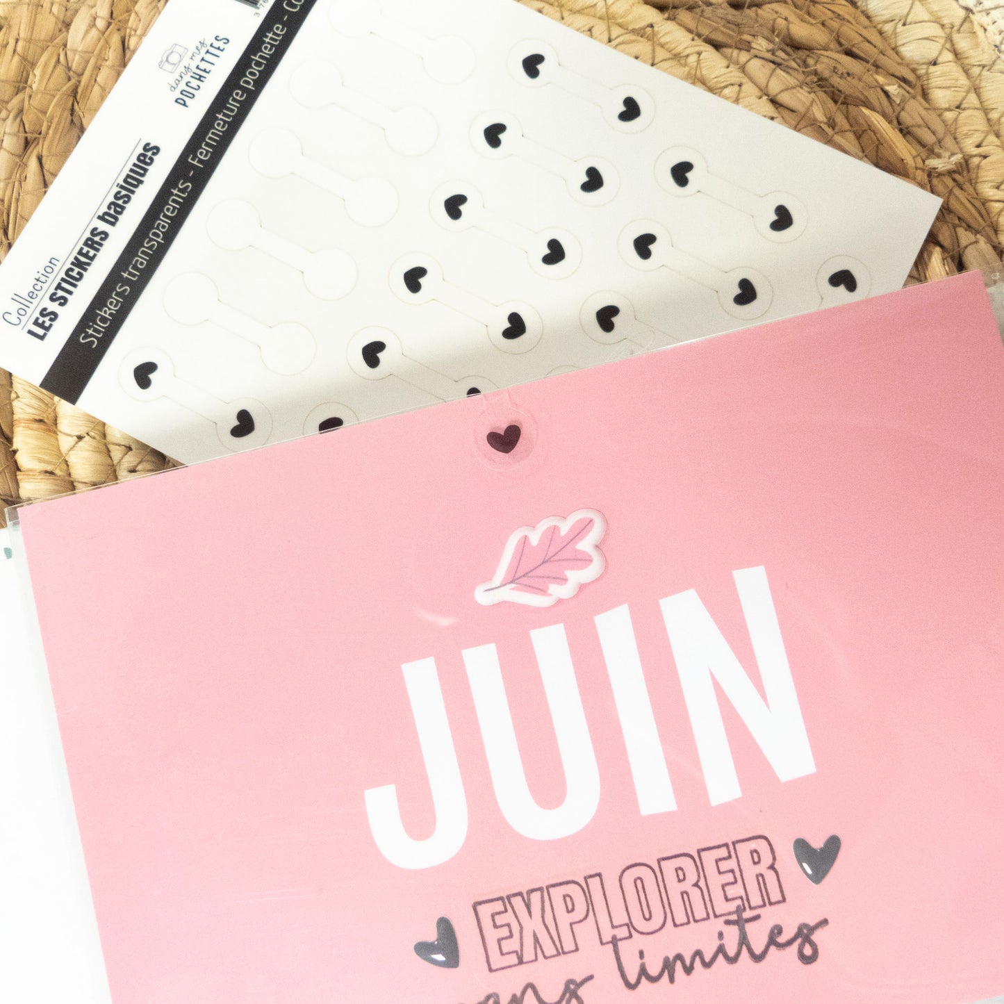 Stickers transparents - Fermeture pochette - Coeurs