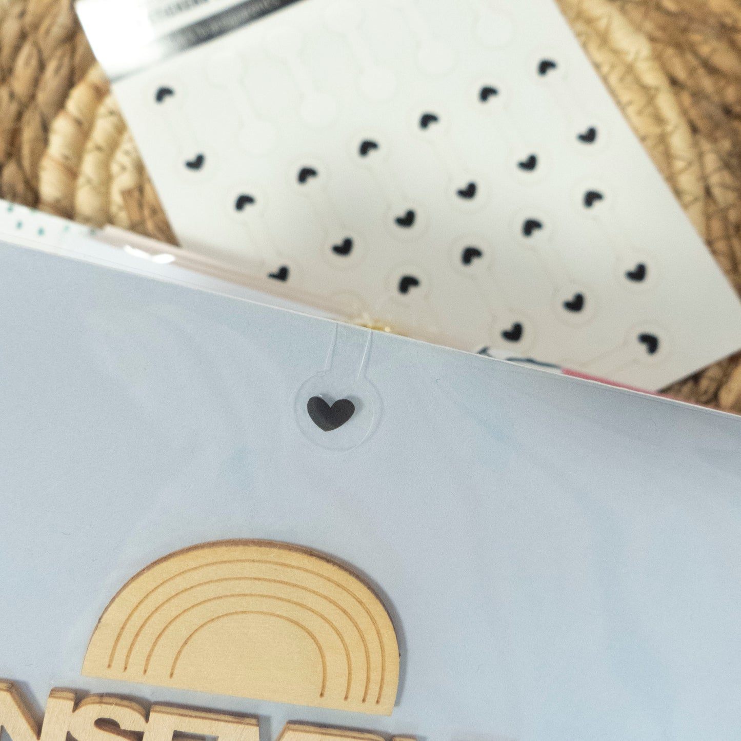 Stickers transparents - Fermeture pochette - Coeurs