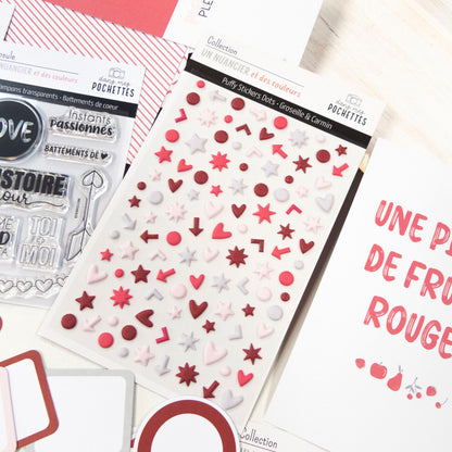 Stickers Puffy - Dots - Groseille & Carmin
