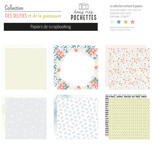 Collection de papiers de scrapbooking (30x30) - Des selfies et de la guimauve