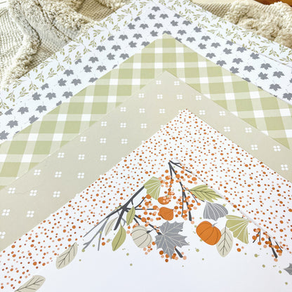 Collection de papiers de scrapbooking (30x30) - Des châtaignes et une boîte à goûter