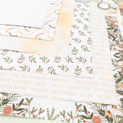 Collection de papiers de scrapbooking (30x30) - Un chocolat chaud et de la cannelle