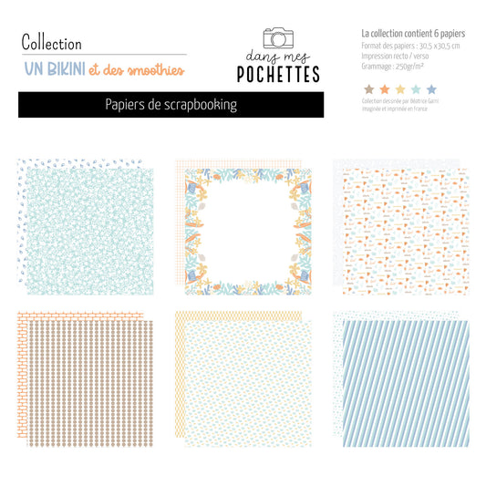 Papiers de scrapbooking imprimés - Un bikini et des smoothies