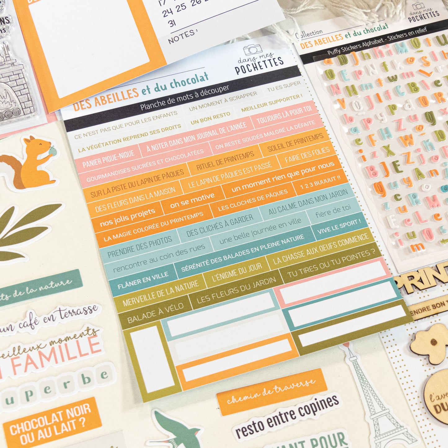 Planche de mots à découper - Des abeilles et du chocolat