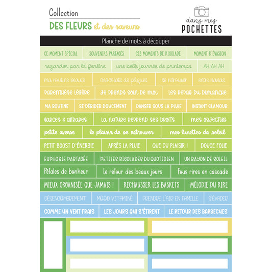 Planche de mots à découper - Des fleurs et des saveurs