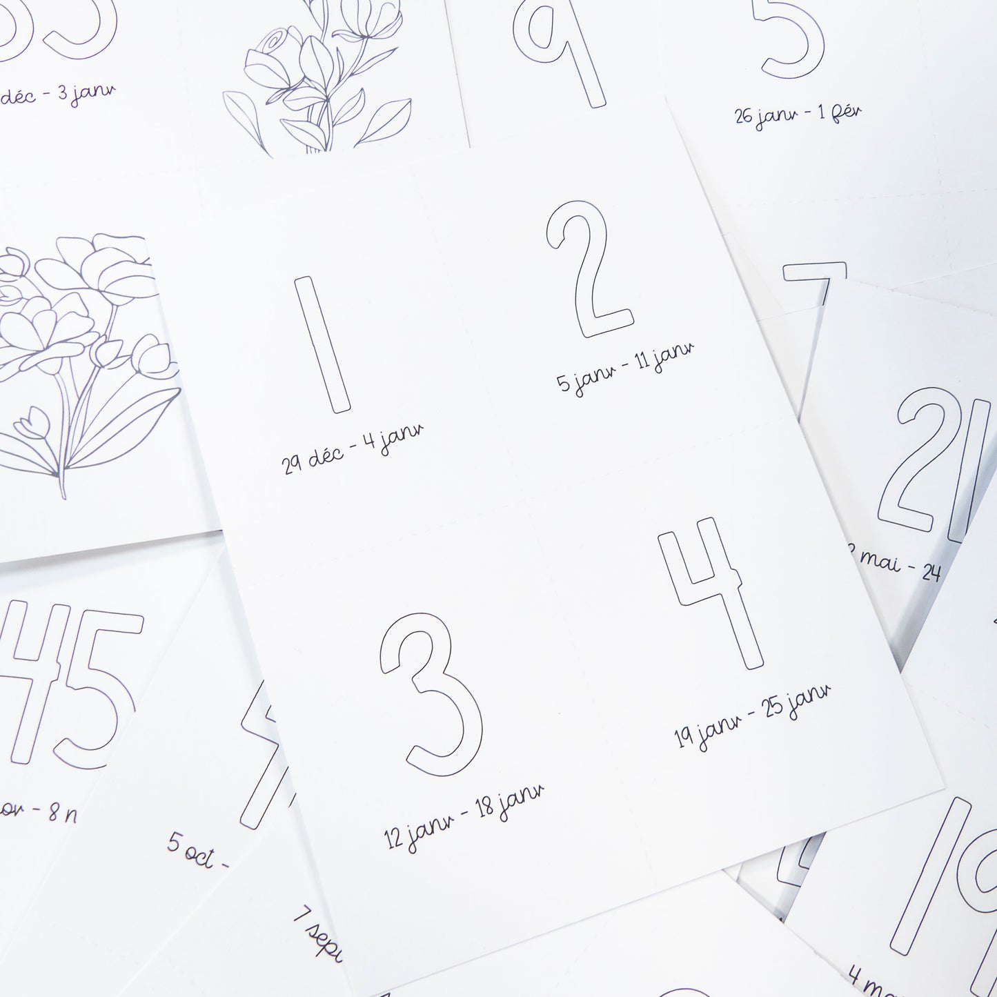 Papiers et cartes numérotées - Les semaines - 2026