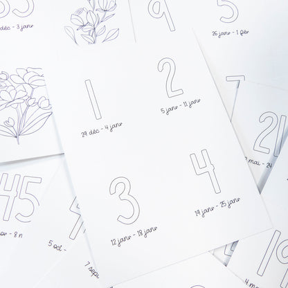 Papiers et cartes numérotées - Les semaines - 2026