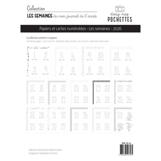 Papiers et cartes numérotées - Les semaines - 2026